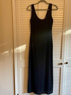 90s Rampage Open Knit Black Sleeveless Maxi Dress Made in USA